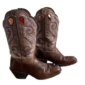 TONY Lama leather cowboy boots, in good condition decorative shaft.